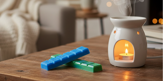 Eco-friendly wax melts with long-lasting fragrance and subtle shimmer