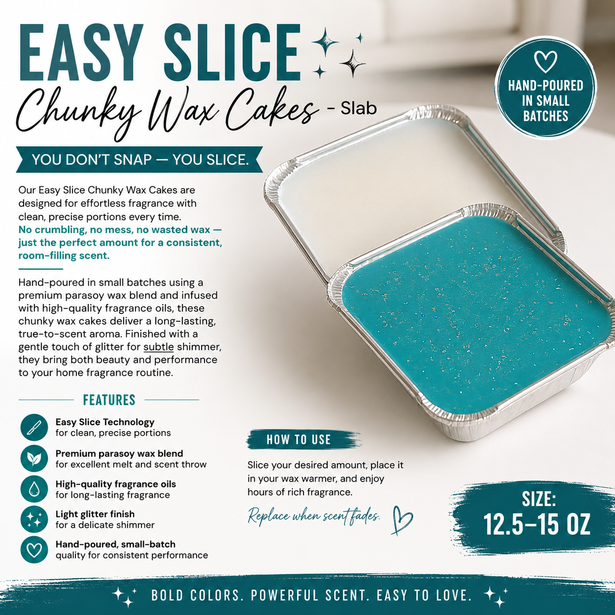 Easy Slice Chunky Wax Cake – Hand-Poured Parasoy Slab| 804 Escentials