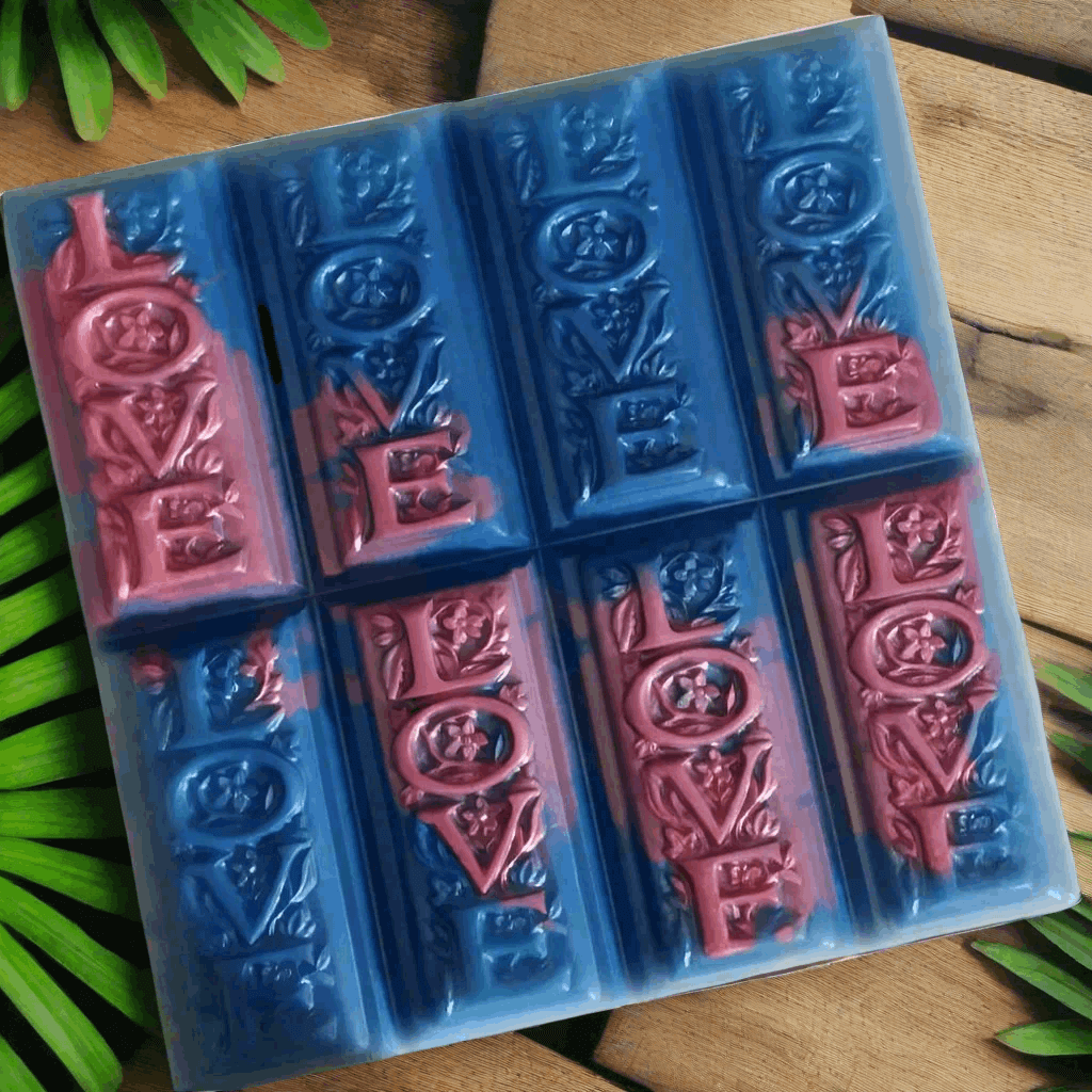 Scented Artisan Wax Melts | Love's Embrace | 8-Bar Snap and Chop | Handcrafted Home Fragrance | Long-Lasting Wax Melts