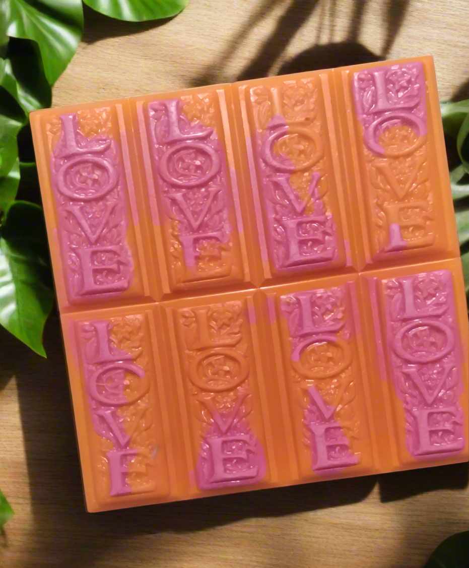 Scented Artisan Wax Melts | Love's Embrace | 8-Bar Snap and Chop | Handcrafted Home Fragrance | Long-Lasting Wax Melts
