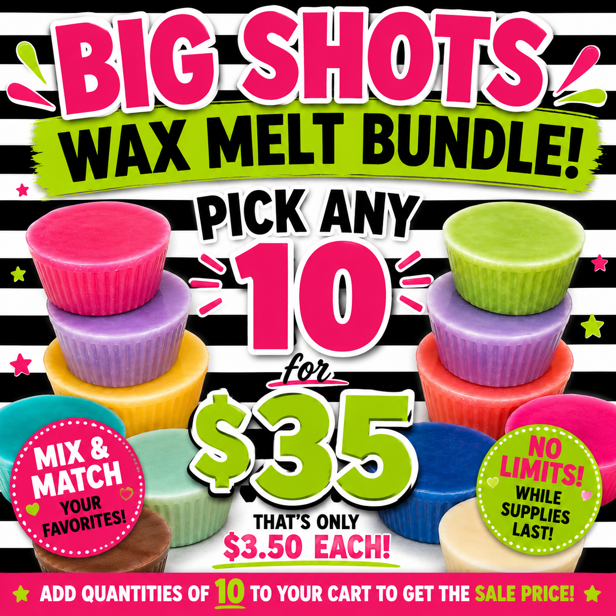 Big Shots Wax Melt Cups – Soufflé Style | Strawberry Creme Candy |  Salted Lime  |  Mac Apple