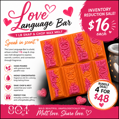 Love Language Bar – 1 lb Snap & Chop Wax Melt | Bold LOVE Design | Long-Lasting Scent