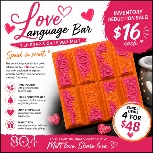 Love Language Bar – 1 lb Snap & Chop Wax Melt | Bold LOVE Design | Long-Lasting Scent