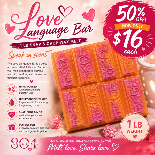 Love Language Bar – 1 lb Snap & Chop Wax Melt | Bold LOVE Design | Long-Lasting Scent