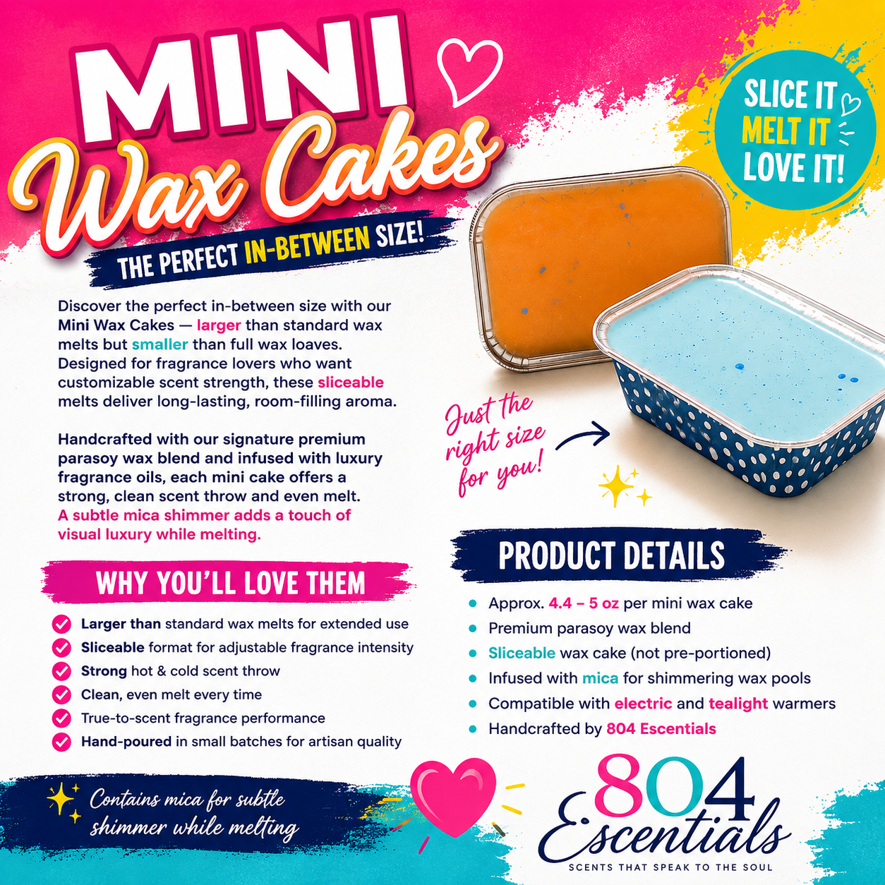 Easy Slice Mini Wax Cake – Hand-Poured Parasoy | 804 Escentials