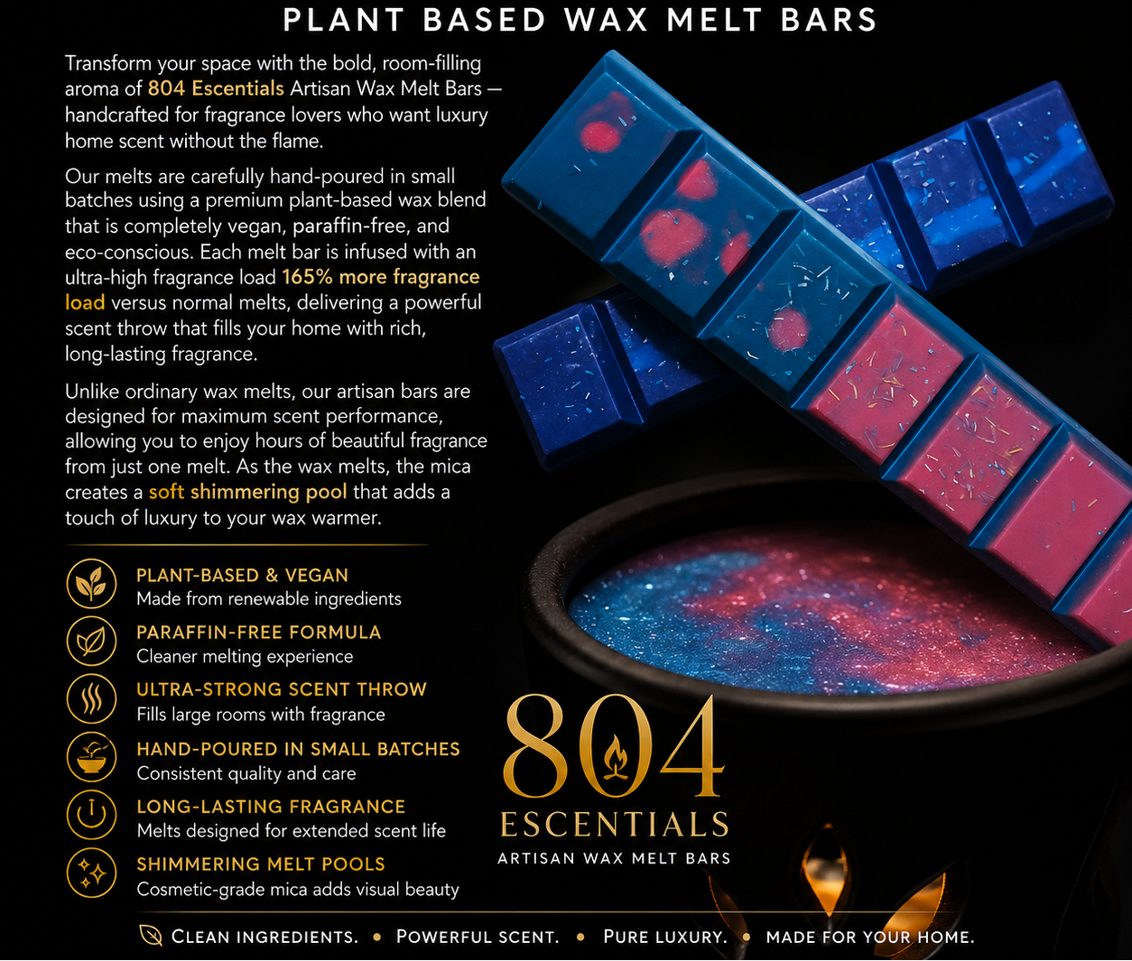 Artisan Wax Melt Bars – Plant-Based | Ultra Strong Home Fragrance