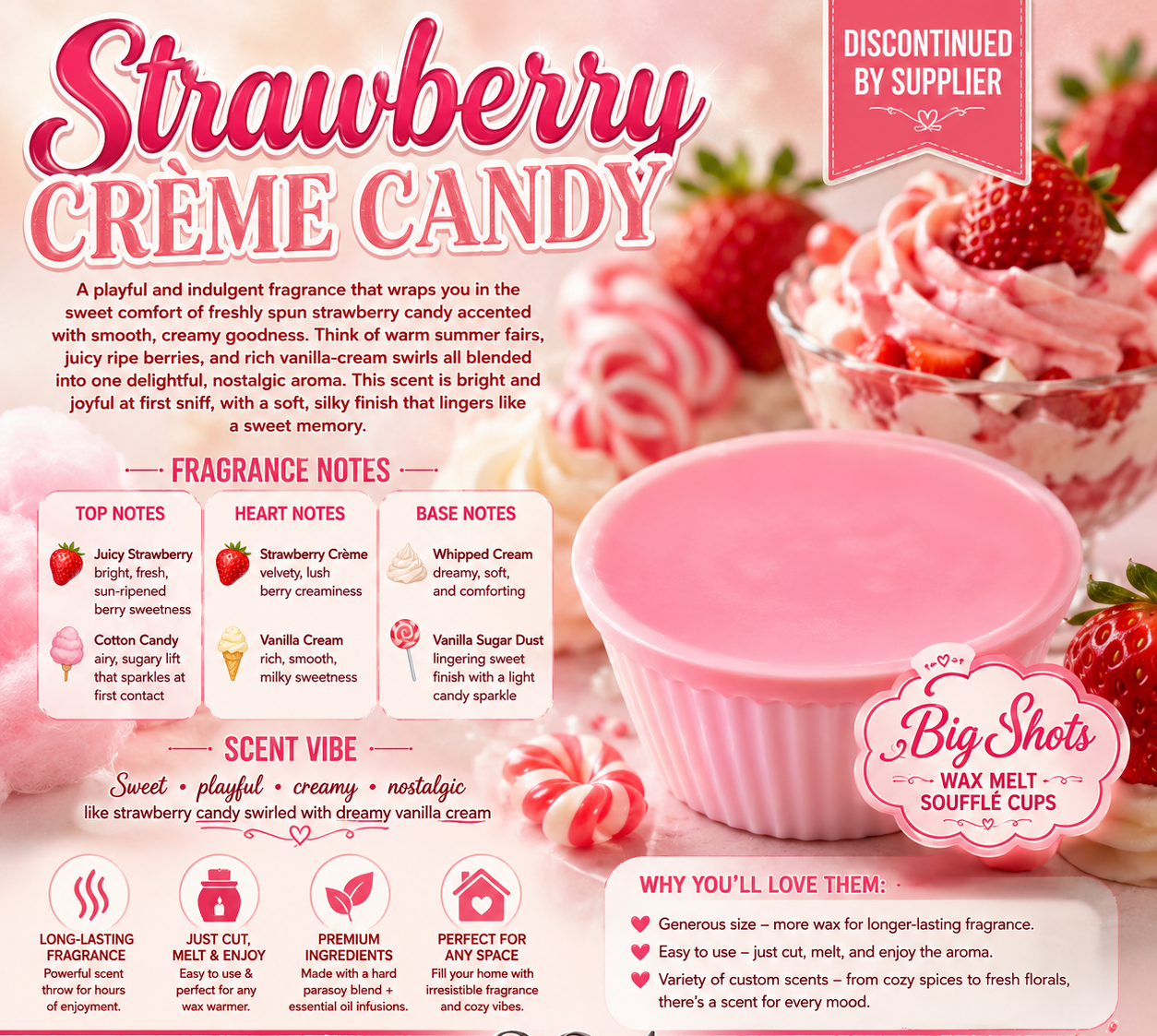 Big Shots Wax Melt Cups – Soufflé Style | Strawberry Creme Candy |  Salted Lime  |  Mac Apple